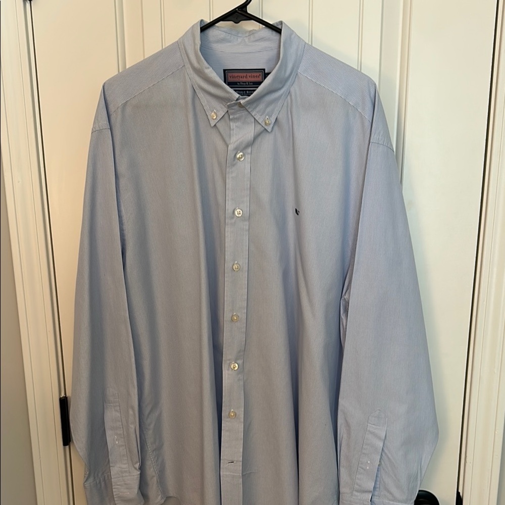 Vineyard Vines Whale Shirt - Blue Casual Button Down Shirt Lightweight Cotton